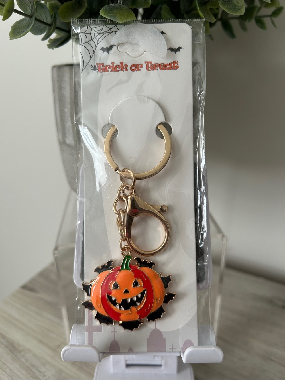 Pumpkin Jack-O'-Lantern Keychain/Bag Charm NIP